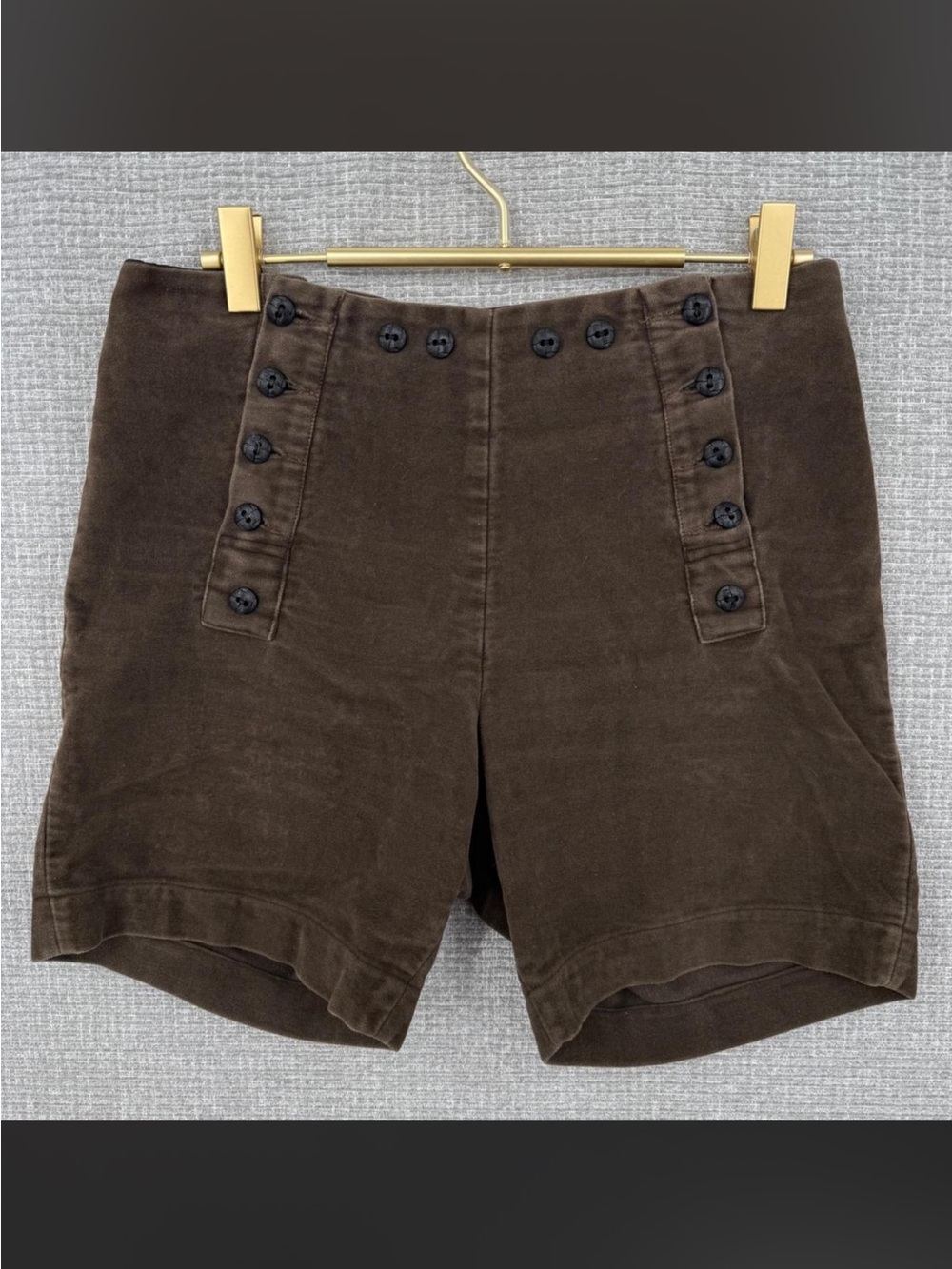 Vintage Yoko Fashions CA Women Shorts Sz L 14 Brown Sailor Button Retro Y2K Boho